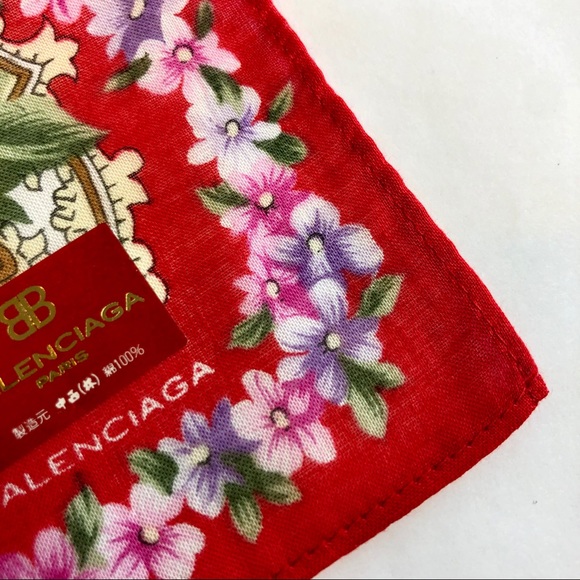 BALENCIAGA Floral Print Silk Color Block Scarf - Picture 3 of 12